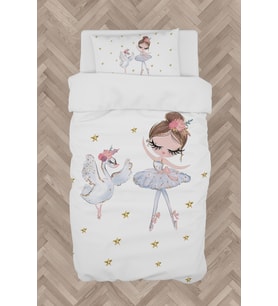MEKTA HOME BEBEK VE ÇOCUK ODASI Balerin Kız ve Kuğu Desenli Nevresim Takımı