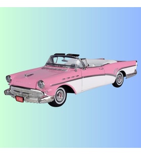 1957 Model Buıck Roadmaster Üstü Açık Pembe Renk 1:18 Ölçekli - Mavi Su Dünyası