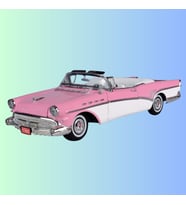 1957 Model Buıck Roadmaster Üstü Açık Pembe Renk 1:18 Ölçekli - Mavi Su Dünyası