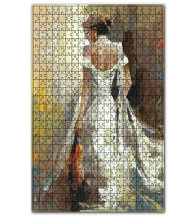 Cakapuzzle Beyaz Elbiseli Kemeancı Kadın Çizim Görsel Puzzle Yapboz MDF (Ahşap) (120 Parça)
