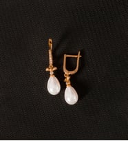 925 Ayar Gümüş Fiyonk Damla İnci Küpe (Rose)