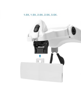 5 Lens 1.0X-3.5X 2Led Işıklı İle Ayarlanabilir Gözlük Büyüteç 9892B2