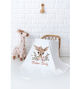 Pia Baby Premium %100 Pamuk Çift Kat Penye Bebek Battaniyesi 80x80 cm 5034-11 (Krem)