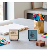 Tenzih Bilinciyle Zikir Yazısı ile Çevirili Bismillâhirrahmânirrahîm İkili Set - Hatıralık Dekoratif Obje 10x10 cm, Pudra - Gök Mavi