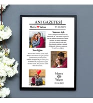 Sevgiliye Hediye Anı Gazetesi Tasarımlı Fotoğraflı Kişiye Özel Kolaj Sök Tak Yapışan Fotoğraf Çerçevesi Eşe Hediye Sevgililer Günü, Yıl Dönümü Hediyesi