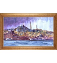 Çerçeveli Paspartulu Manzara Tablo bm1801 (Gold)