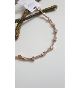Baget Taşlı Çelik Bileklik Xuping Rose Gold Renk Antialerjik Kararmaz Seri 16 Cm Fmaccesories