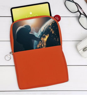 BK Gift Dünya Tasarımlı Taşınabilir Koruyucu Tablet Kılıfı & Organizer Çanta - Turuncu-1
