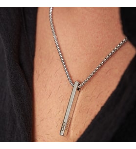 PerlaNera Lüx Unisex Kişiye Özel Tasarım Çelik Kolye Hediye (Gümüş)