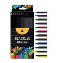 Blackline 12 li Kuru Boya Kalemi Karton Kutu 1 Paket 12 Renk Kuruboya Tam Boy Renkli Kalem