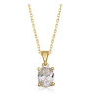 Gümüş Gold Oval Zirkon Taşlı Kadın Kolye