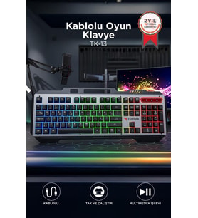 Torima Oyuncu Klavyesi Rgb Işıklı Mekanik Ergonomik Kablolu Klavye TK13 Siyah