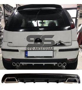 Opel Corsa  C Difüzör Arka Tampon Eki 2 Egzoz Çıkışlı Siyah Lüx Tip