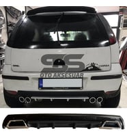Opel Corsa  C Difüzör Arka Tampon Eki 2 Egzoz Çıkışlı Siyah Lüx Tip