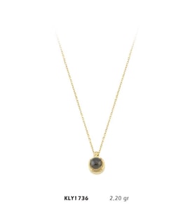 14 Ayar Siyah Boncuklu Altın Kolye KLY1736 (Çok Renkli)