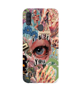 Samsung Galaxy M21 Uyumlu Aesthetic Kolaj Desenli Şeffaf Telefon Kılıfı