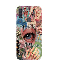 Samsung Galaxy M21 Uyumlu Aesthetic Kolaj Desenli Şeffaf Telefon Kılıfı
