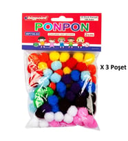 Bigpoint Ponpon 2 cm 10 Renk / 100'lü Poşet x 3 Poşet