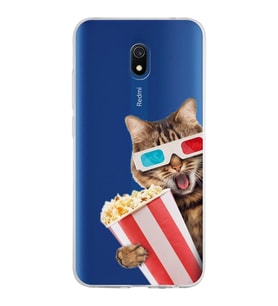 PrintiFy Xiaomi Redmi 8A ile Uyumlu 1mm Slim Fit Kedi 1 050b Baskılı Şeffaf  Kılıf