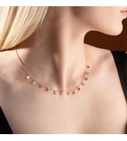 Rose Altın Kaplama Renkli Zirkon 925 Ayar Gümüş Trend Kolye
