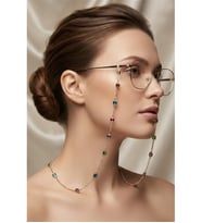 ZARİF RENKLİ TAŞLI PİRİNÇ GÖZLÜK ZİNCİRİ