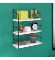 Kenzlife mutfak banyo duvar rafı junzi mat beyaz suntalam 070(Y)*40(G)*15(D)3 KATLI (Siyah)