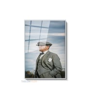 Dikey Çerçeveli Cam Atatürk 24 Modern Ev Dekoru Duvar Sanatı Ev Ofis Tablosu (Gümüş)