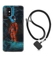 INFINIX Hot 8 9 10 11S Hot 10 Play 10T Kılıf Boyun Askılı Silikon Astronot Smoke 1769
