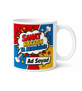 Pop Art Çizgi Roman Renkli Tasarım Kupa Bardak Sanat Severlere Özel Hediye