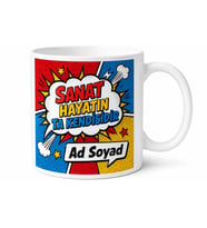 Pop Art Çizgi Roman Renkli Tasarım Kupa Bardak Sanat Severlere Özel Hediye