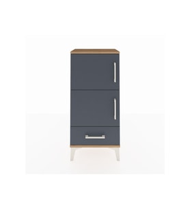 Arges Komodin 4 Raflı Tek Çekmeceli 2 Kapaklı 44x30x96 Çam-Antrasit