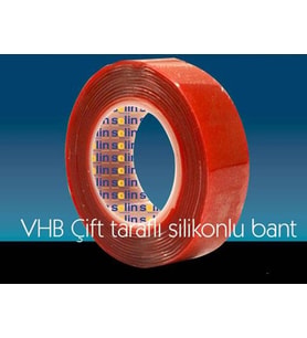 Çift Taraflı Akrilik ize Bant 18 mm x 2 metre Kırmızı VHB