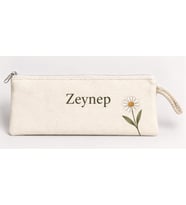 Kişiye Özel Papatya Köşe Baskılı Fermuarlı Clutch El Çantası Makyaj Çantası Model 01284
