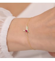 925 Ayar Gümüş Renkli Taşlı Arı Kuşu Bileklik (Gold)
