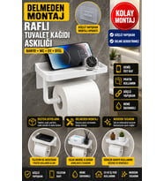Yapışkanlı Raflı Tuvalet Kağıdı Askılığı Banyo Organizeri