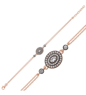 Aya Diamond Gümüş Rose Oval Taşlı Bayan Bileklik