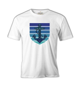 Anchor on a Blue Toned Background Beyaz Erkek Tshirt