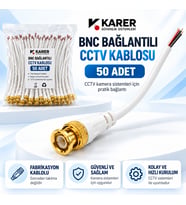50 Adet Fabrikasyon Kablolu BNC Konnektör – CCTV Güvenlik Kamera Hazır Bağlantı Kablosu