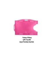 Açık Pembe Yatay Dikey Çift Taraflı Kart Koruyucu