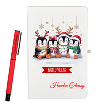 Arkadaşa Yeni Yıl Hediyesi Kişiye Özel Defter ve Roller Kalem Seti