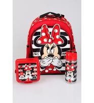 YENİ SEZON LİSANSLI MINNIE MOUSE OKUL ÇANTASI,BESLENME KABI VE MATARA 500 ML OKUL SETİ