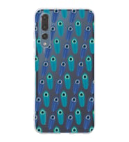 PrintiFy Huawei P20 Pro ile Uyumlu 1mm Slim Fit Nazar Boncuğu 4 Baskılı Şeffaf  Kılıf