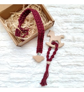 Bebek Hediyelik Set-Makrome Diş Kaşıyıcı ve Emzik Askısı