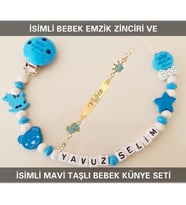 Sahi Aksesuar İsimli Bebek Emzik Zinciri ve İsimli Bebek Künye Seti BEZYI605