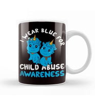 Child Abuse Prevention Month Blue Ribbon Awareness Support Kupa Bardak Porselen