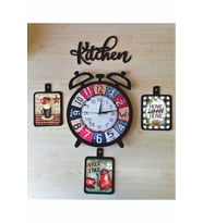 Bilge Ahşap Dekoratif Mutfak Saati (kitchen) (Siyah)