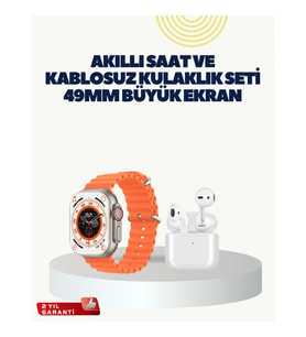 Mey İthalat® Watch 9 Max Akıllı Saat Kulaklık Seti Sağlık Takipli 45 mm Geniş Ekran