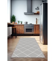 Gri Kaymaz Tabanlı Modern Mutfak Halısı AR1471