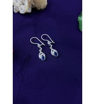 Yaprak Model Taşlı Telkari El İşçiliği Gümüş Kadın Küpe (Mavi)