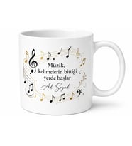 Müzik Öğretmeni İçin Kişiye Özel Nota Temalı Baskılı Kupa Bardak Öğretmen Hediyesi